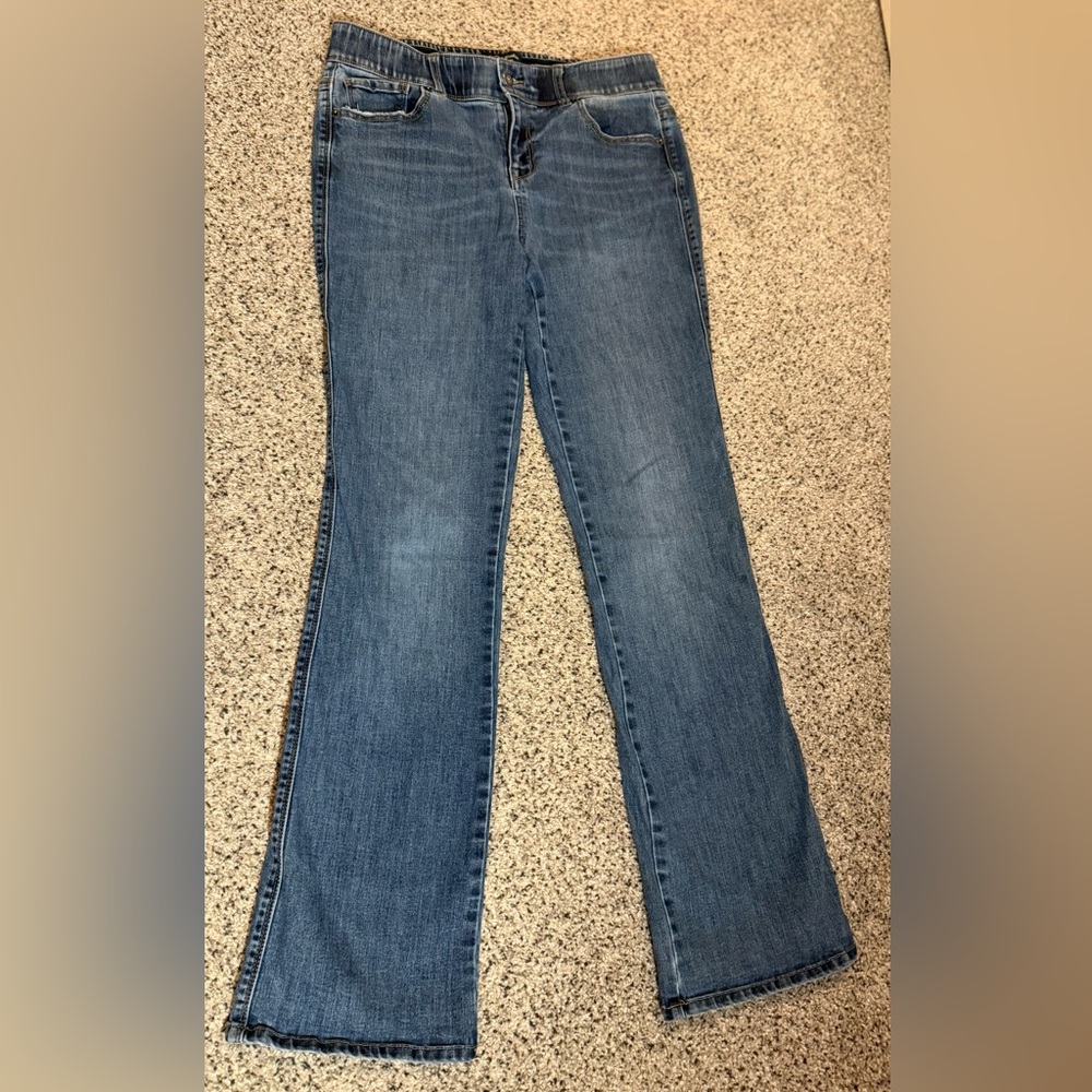 Women’s Flag & Anthem Mid Rise Bootcut Blue Stretch Elastic Waist Demin Jeans 10